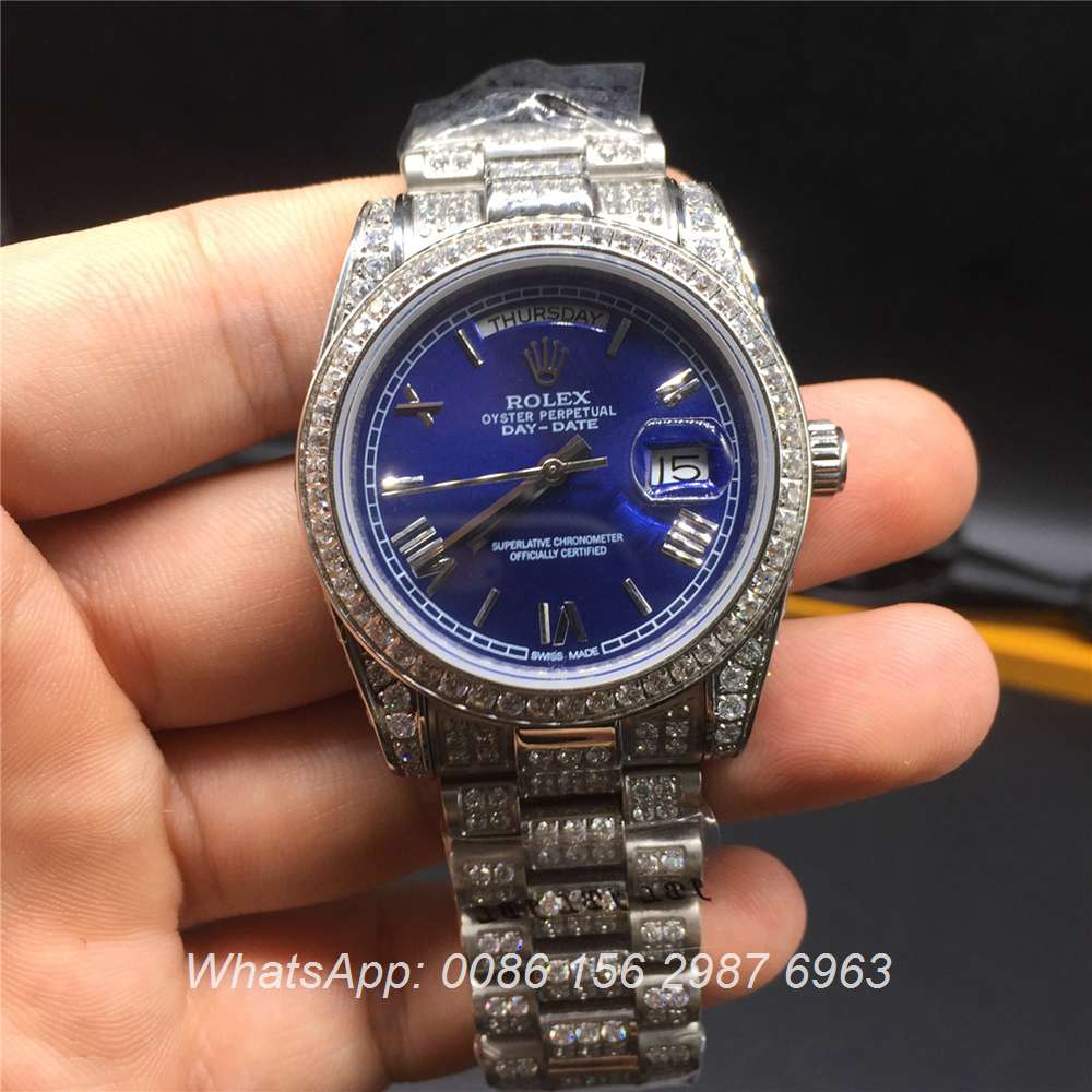 blue face rolex iced out