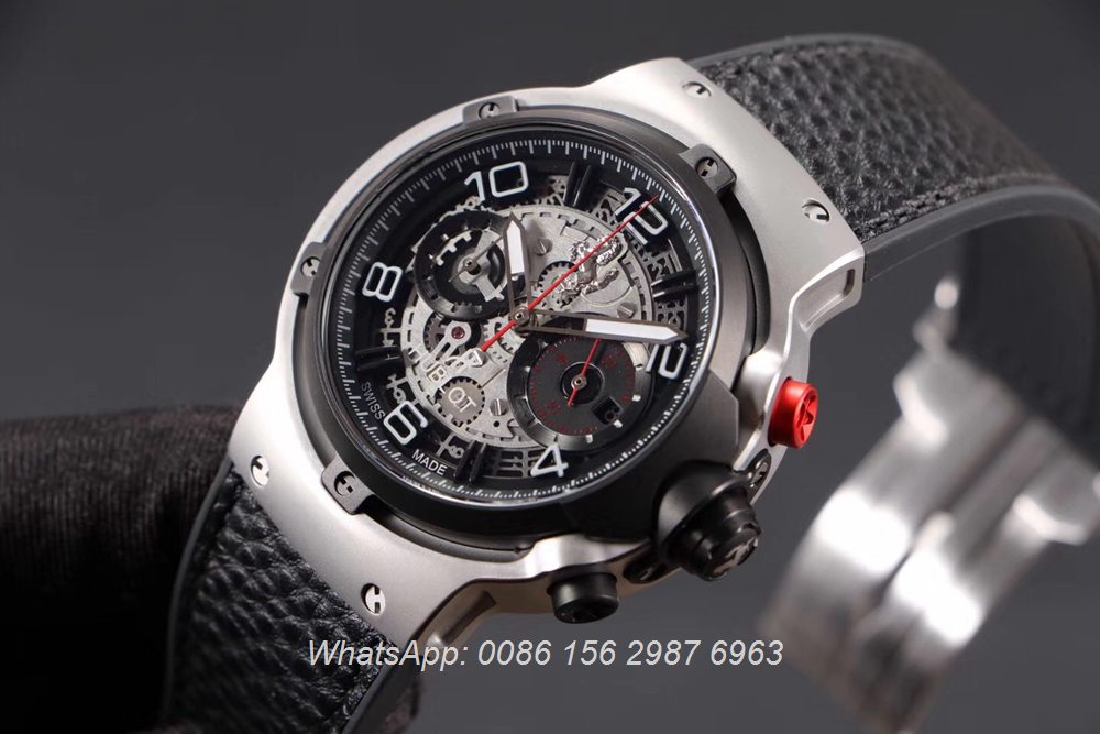 H065HL166, Hublot quartz ferrari GT stopwatch silver case with black ...