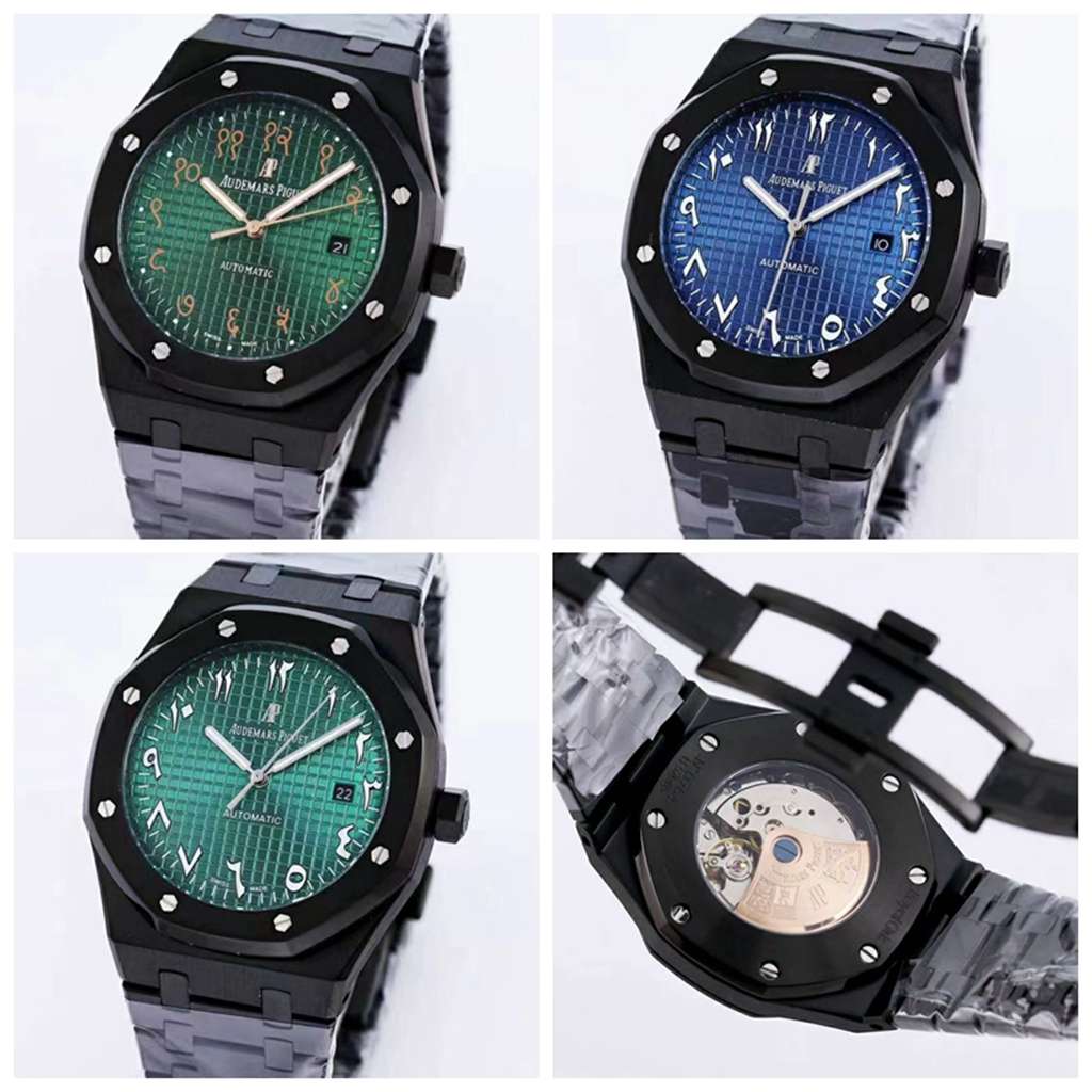 AP black 41mm automatic green/blue dial Arabic numbers men AAA replica ...