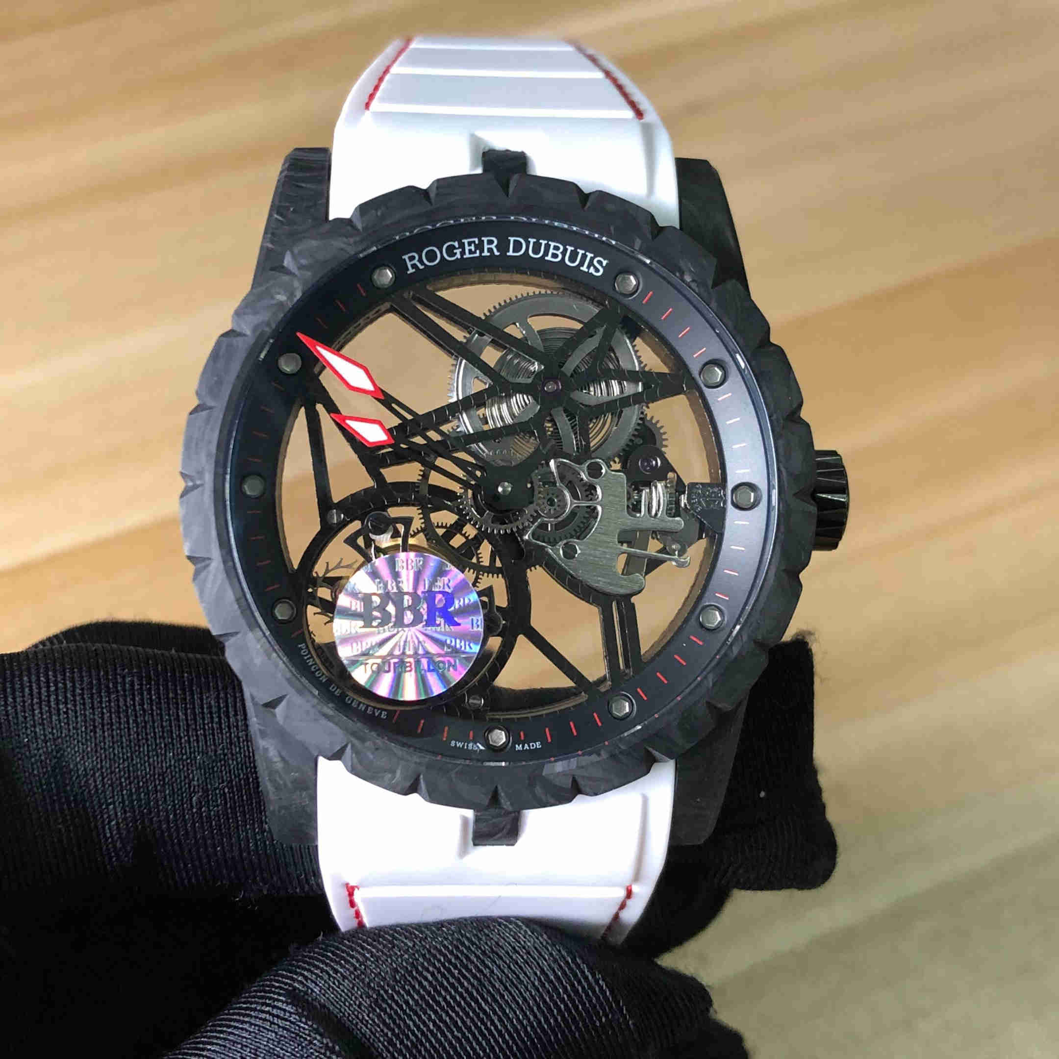 Roger Dubuis BBR factory tourbillon movement Black carbon case 45mm ...