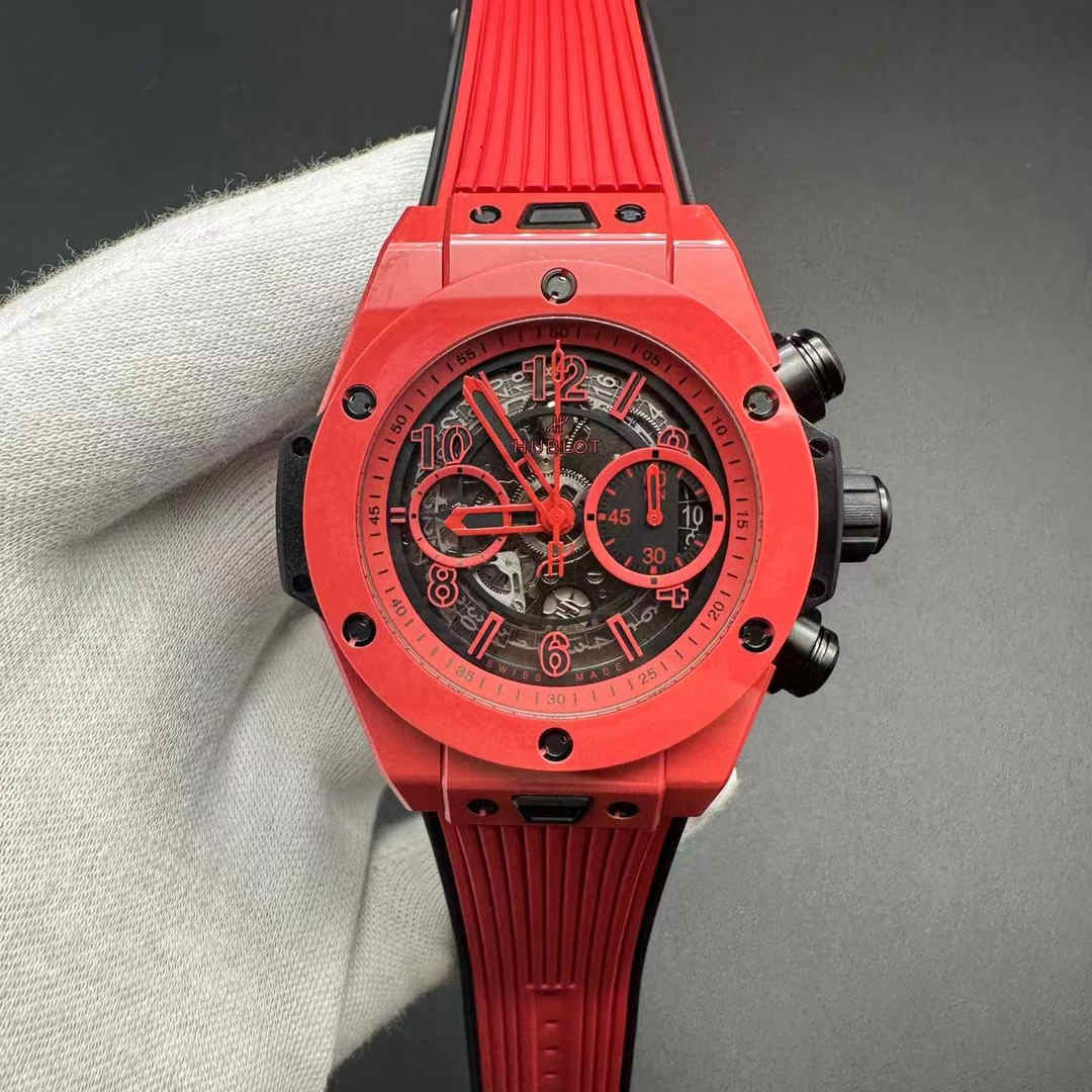 Hublot Big Bang Unico Red Magic BBF 7750 chronograph full works Red Ceramic case. F80